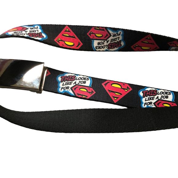 Superman DC Comics Belt, Buckle Down Web Belt, Adjustable, Seat Belt Style SZ 13 - Picture 8 of 11